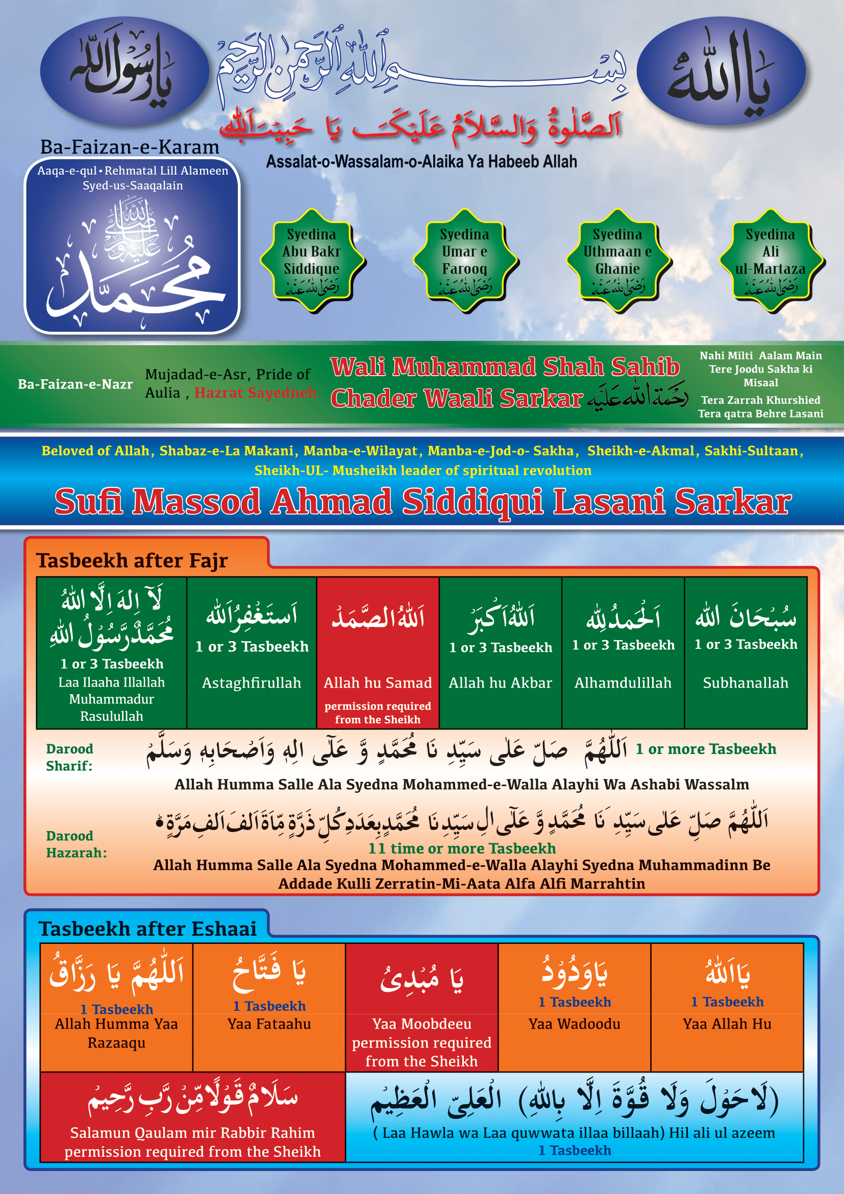 Allowance of Daily Wazaif by Lasani Sarkar